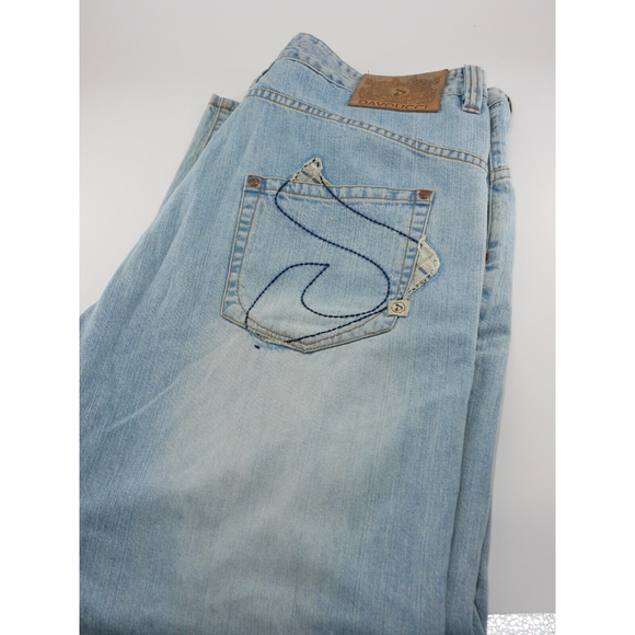 Vintage Davoucci Jeans Mens 44X33 Blue Denim Strait Leg Hip Hop Distressed - Picture 1 of 12